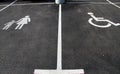 `HandicapÃ¢â¬Â and Ã¢â¬ÅMother with childÃ¢â¬Â icons. Parking signs. Parking lot with handicap sign and Mother with child symbol. Empty Royalty Free Stock Photo